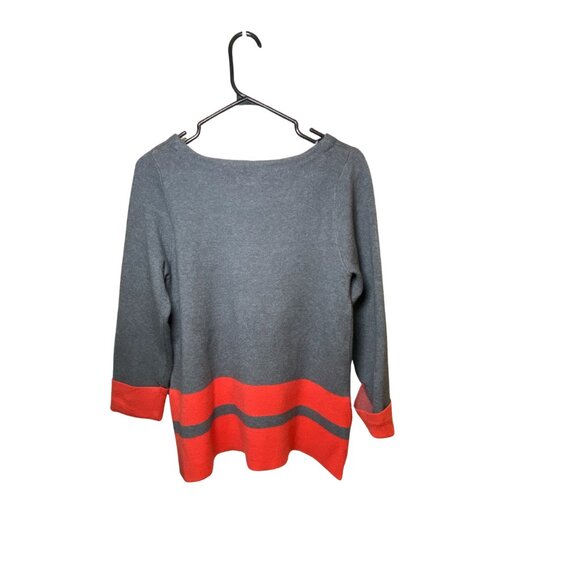 MAX STUDIO MEDIUM GREY & ORANGE BOATNECK SWEATER - Picture 5 of 5